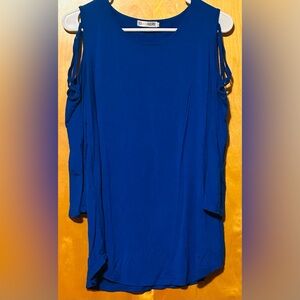 Blue Cold Shoulder Blouse